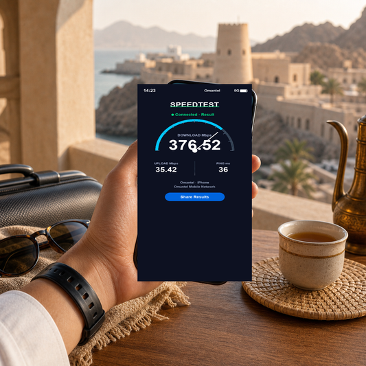 VOYA eSIM speed test - oman-unlimited-esim-omantel-network VOYA-UGC-POS2