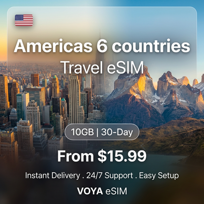 Americas 6 countries Travel eSIM - VOYA eSIM
