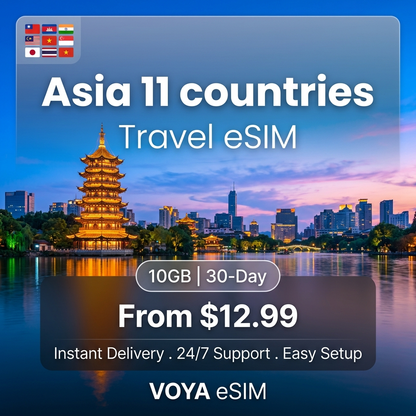Asia 11 countries Travel eSIM - VOYA eSIM